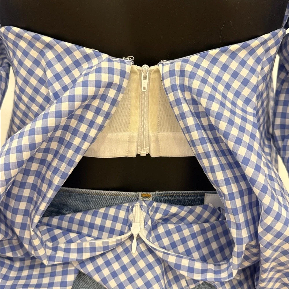 Caroline Constas Gingham Corset Off-Shoulder Top S Bergdorf Goodman Never Worn - Picture 6 of 12